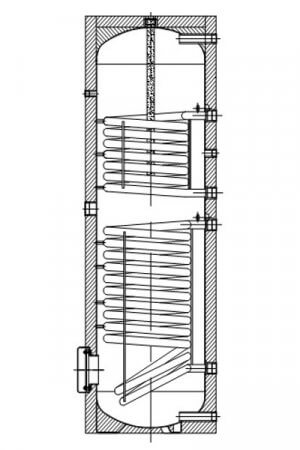 akumulācijas tvertne boileris ar 2 sildelementiem ts-s-300l